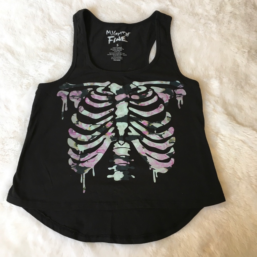 Mighty Fine Women’s Size Small Black Skeleton ribs
